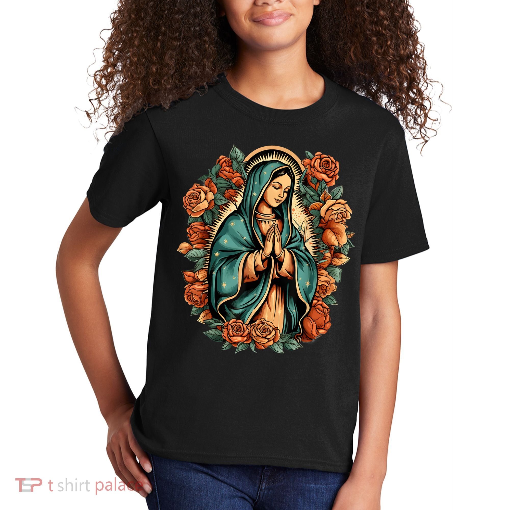 Our Lady Virgen De Guadalupe Virgin Mary Catholic Saint Art Kids T-Shirt