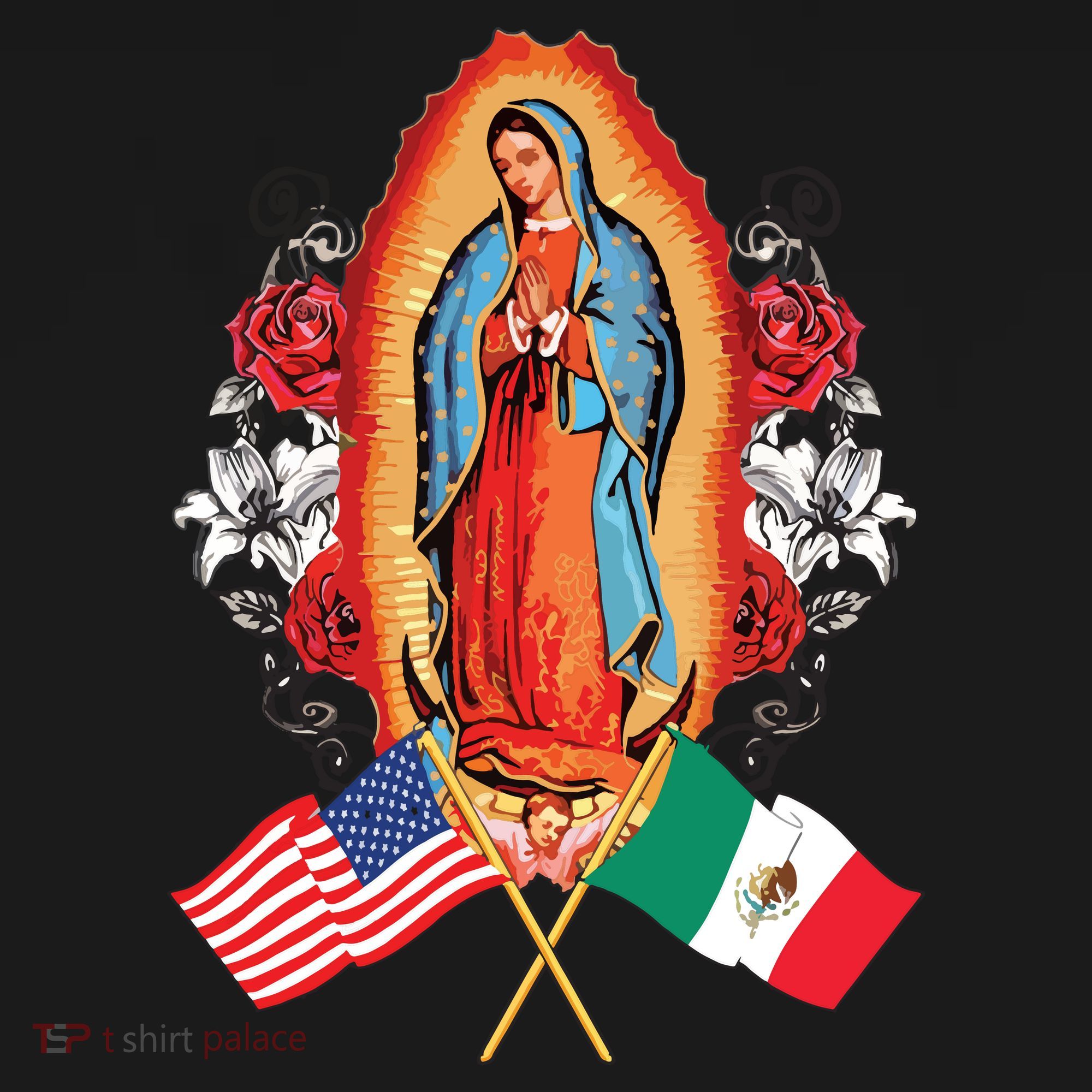 Our Lady Virgen De Guadalupe Mexican American Flag Backpack