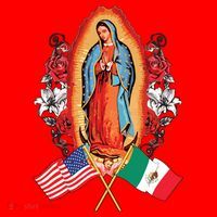 Our Lady Virgen De Guadalupe Mexican American Flag Santa Hat thumb 1
