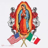 Our Lady Virgen De Guadalupe Mexican American Flag Long Sleeve Shirt thumb 2