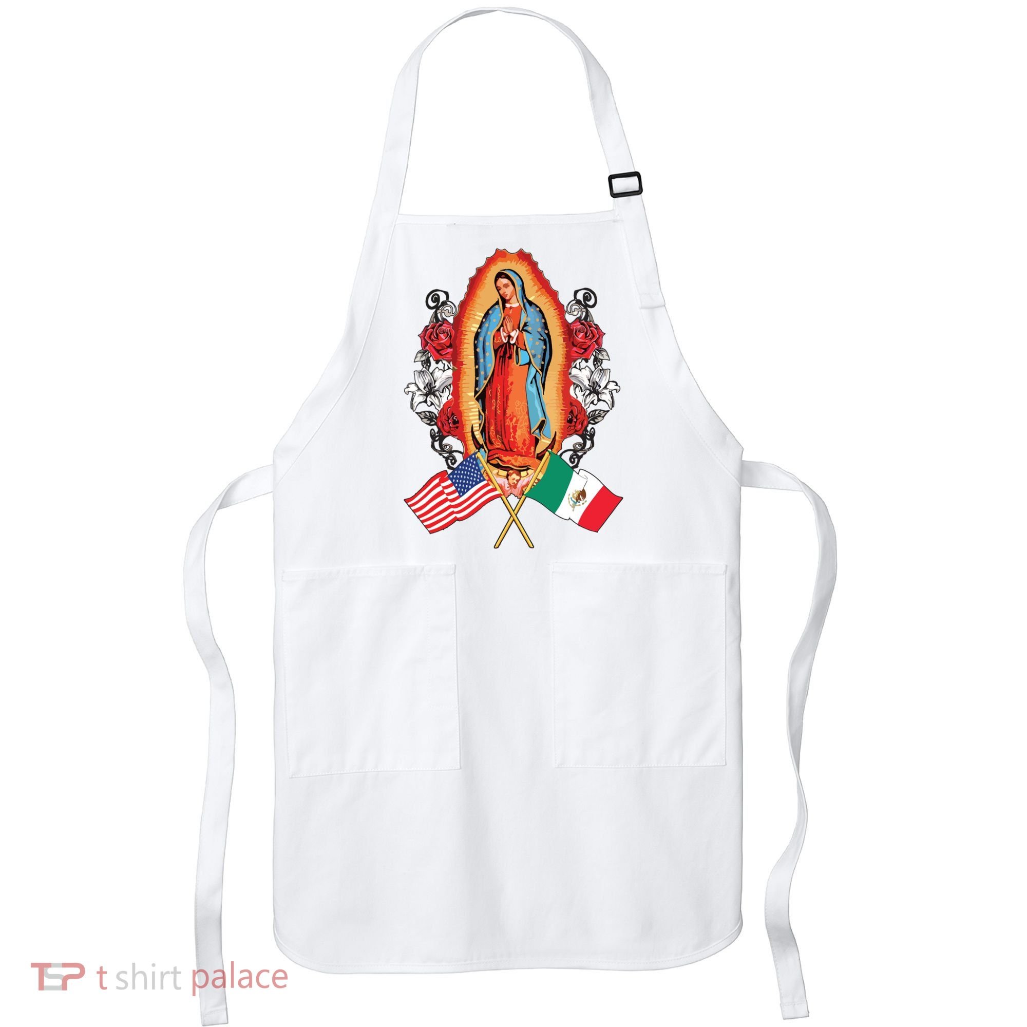 Our Lady Virgen De Guadalupe Mexican American Flag Apron