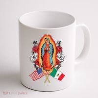 Our Lady Virgen De Guadalupe Mexican American Flag Coffee Mug thumb 1