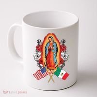 Our Lady Virgen De Guadalupe Mexican American Flag Coffee Mug thumb 0
