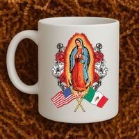 Our Lady Virgen De Guadalupe Mexican American Flag Coffee Mug thumb 2