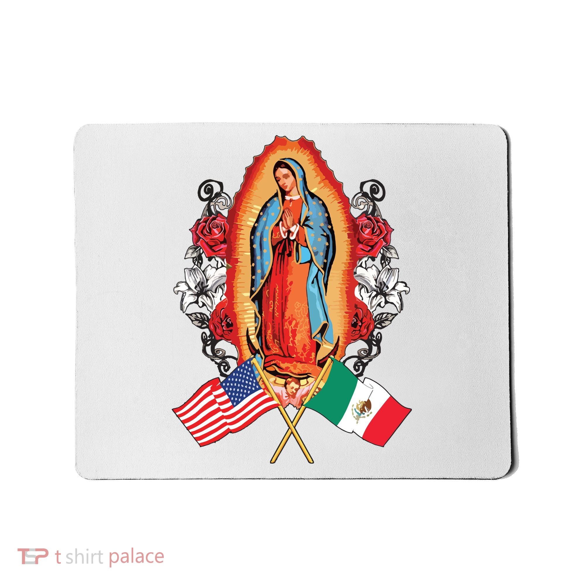 Our Lady Virgen De Guadalupe Mexican American Flag Mousepad