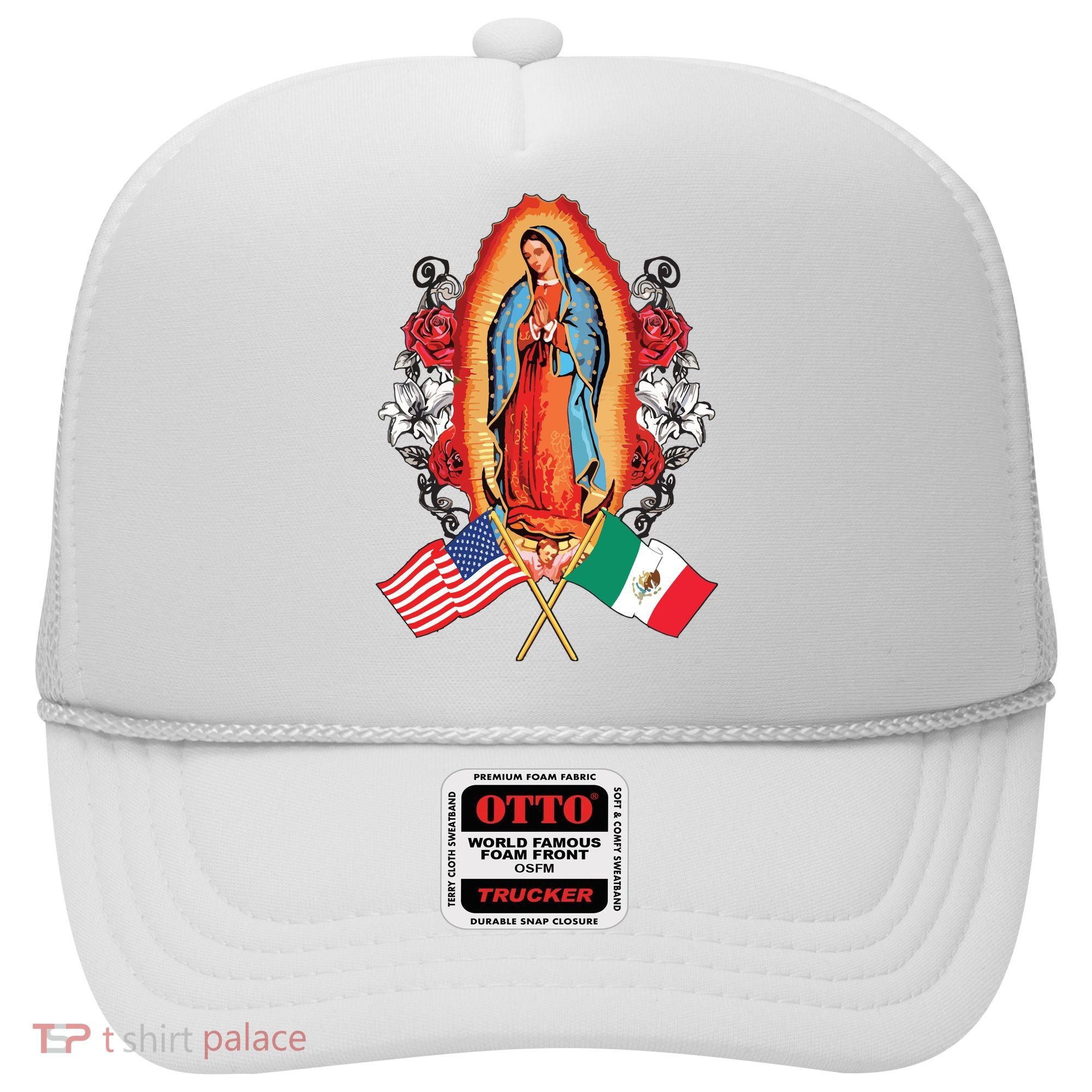 Our Lady Virgen De Guadalupe Mexican American Flag Hat