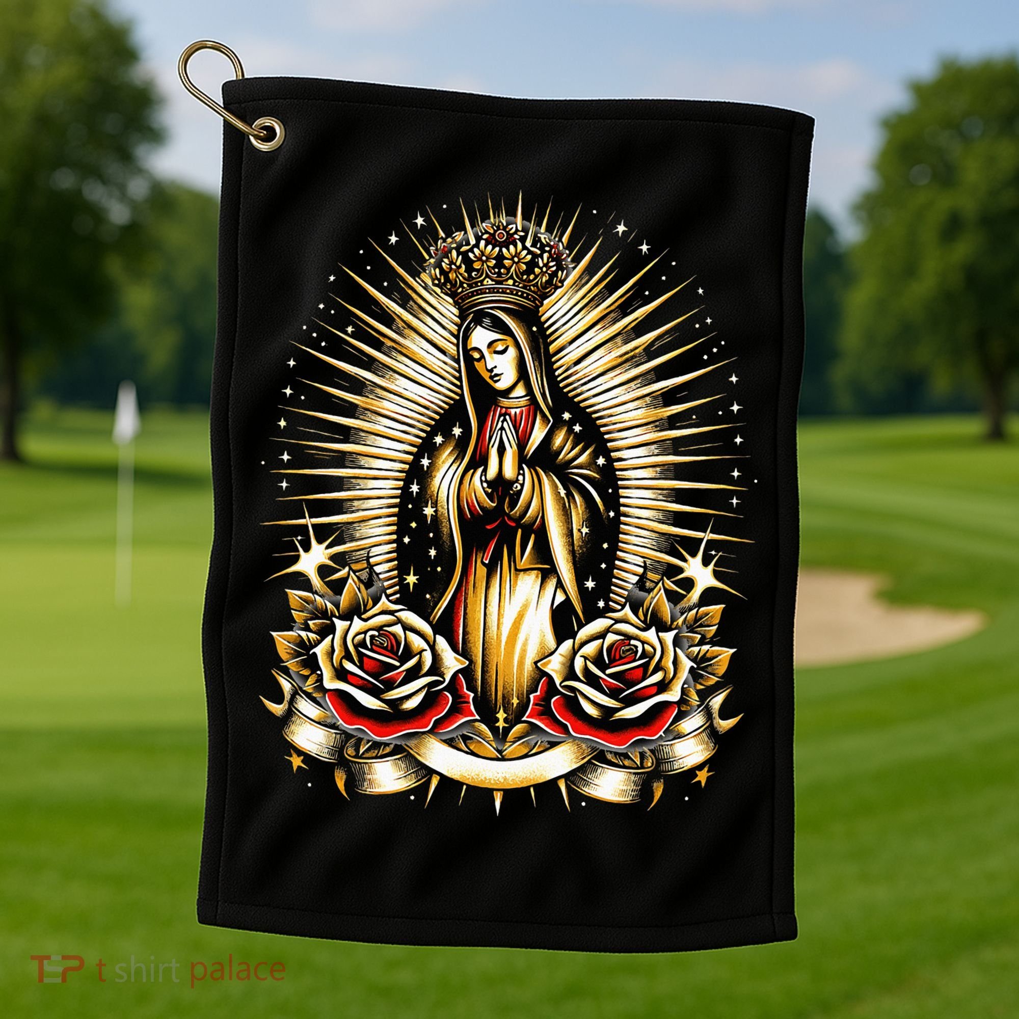 Our Lady Virgen De Guadalupe Virgin Mary Catholic Saint Art Golf Towel