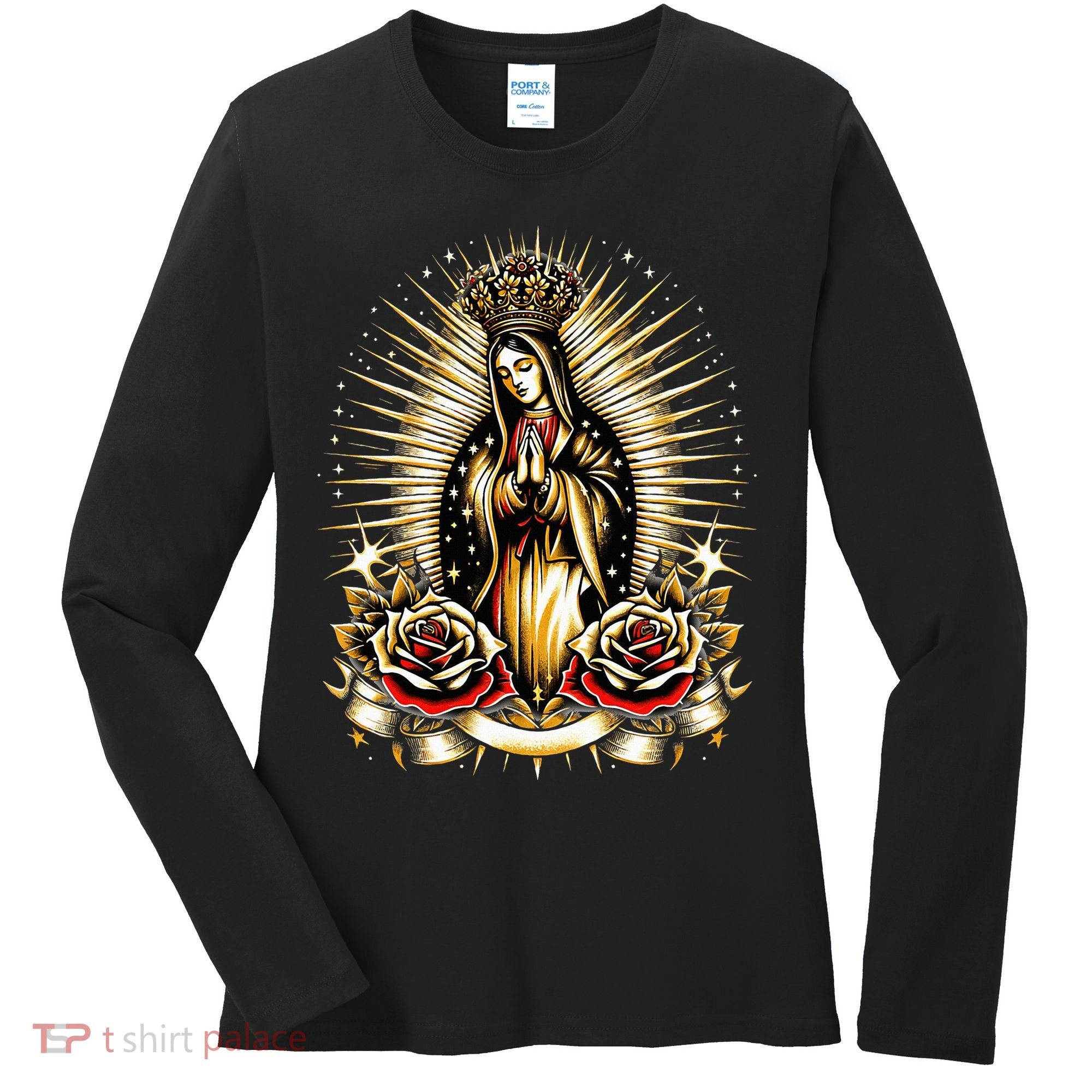 Our Lady Virgen De Guadalupe Virgin Mary Catholic Saint Art Women's Long Sleeve Shirt
