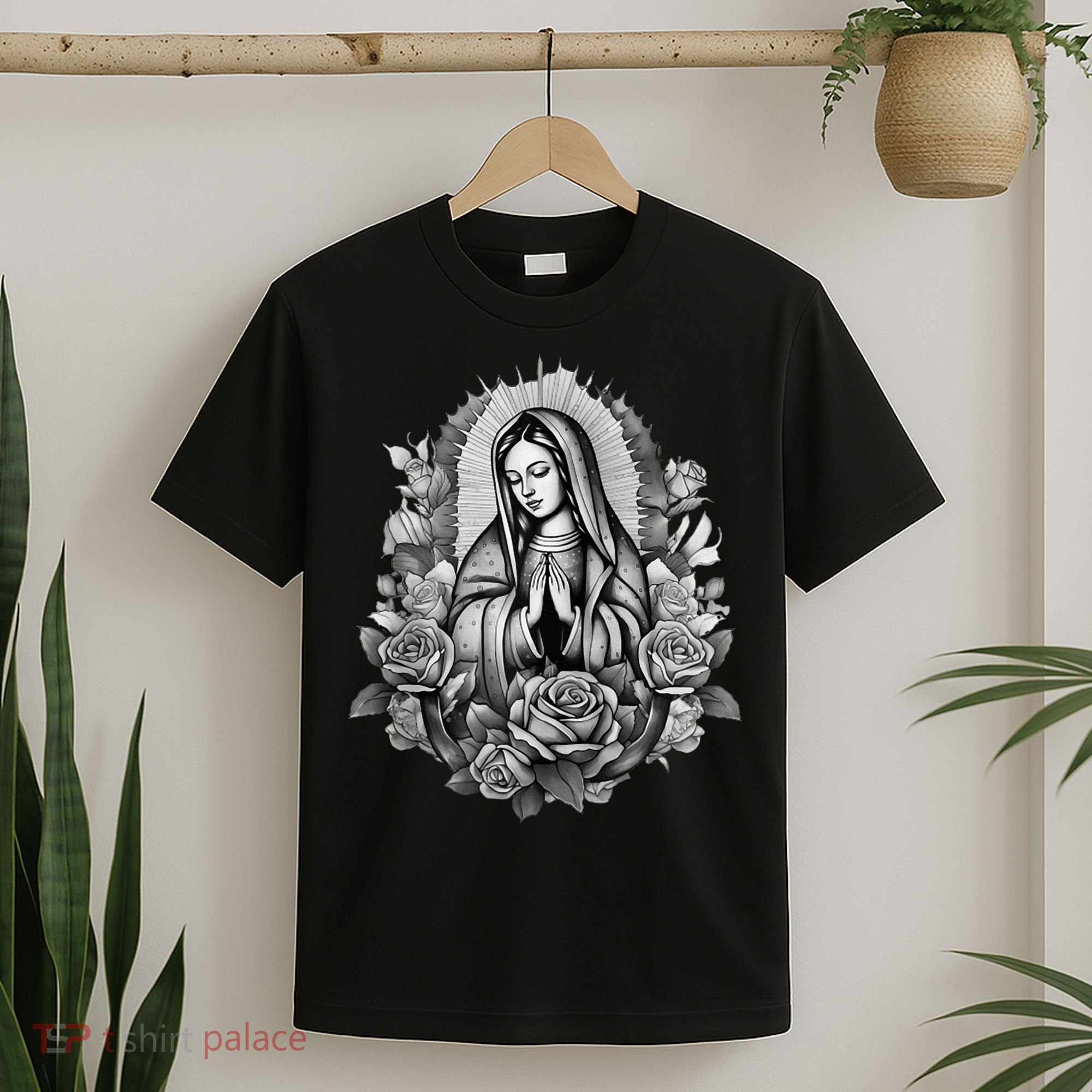Our Lady Virgen De Guadalupe Virgin Mary Floral Zip Hoodie T-Shirt