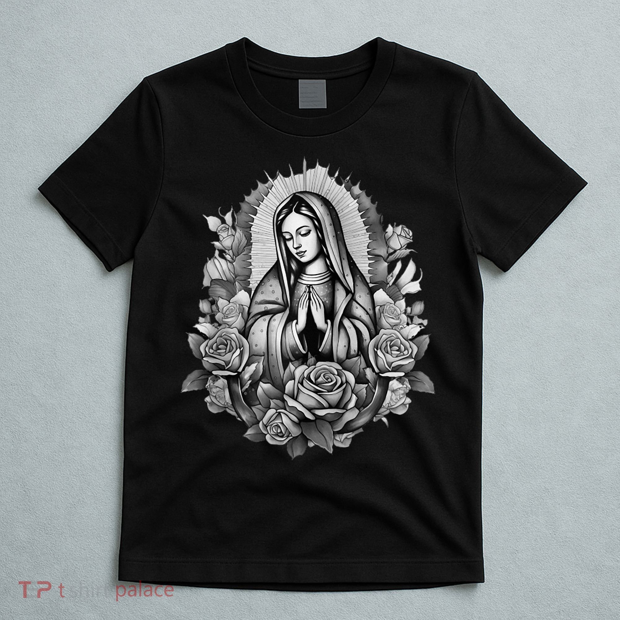 Our Lady Virgen De Guadalupe Virgin Mary Floral Zip Hoodie T-Shirt