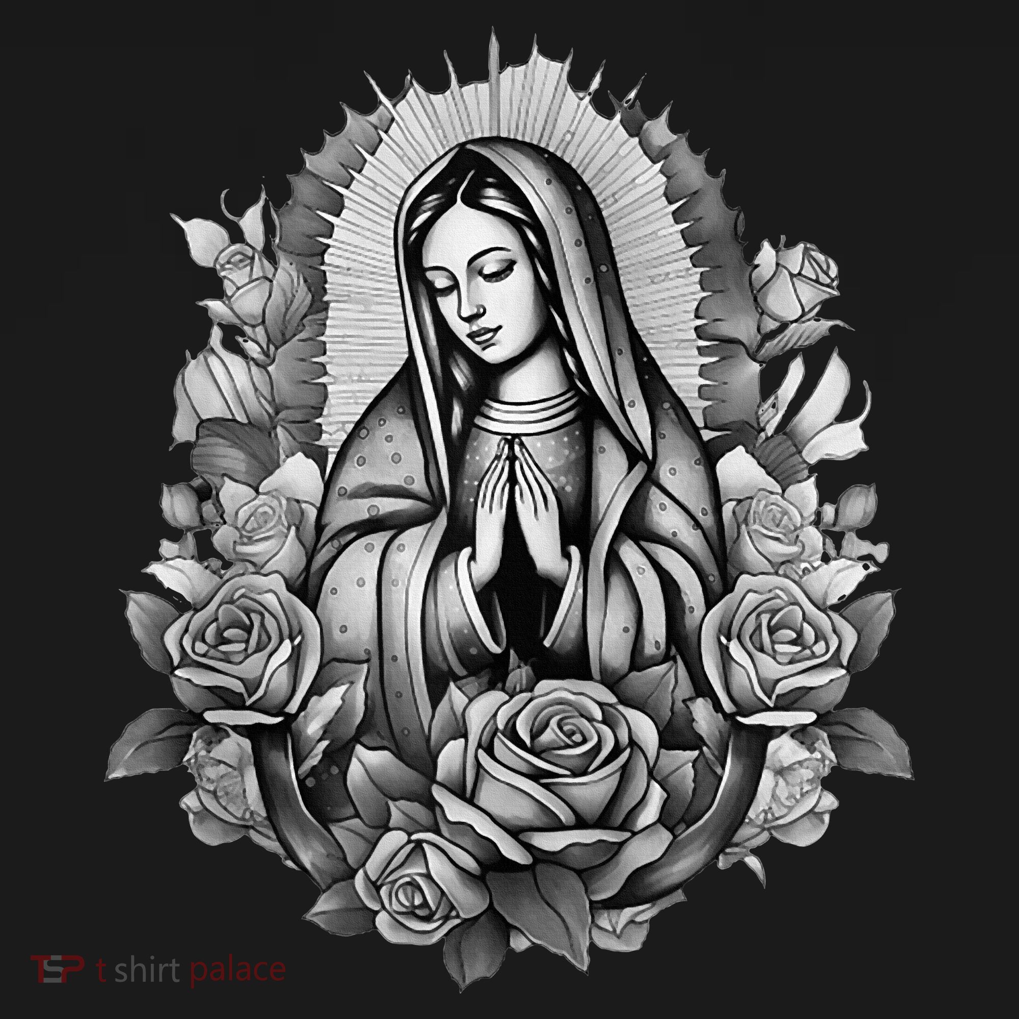 Our Lady Virgen De Guadalupe Virgin Mary Floral Zip Hoodie T-Shirt