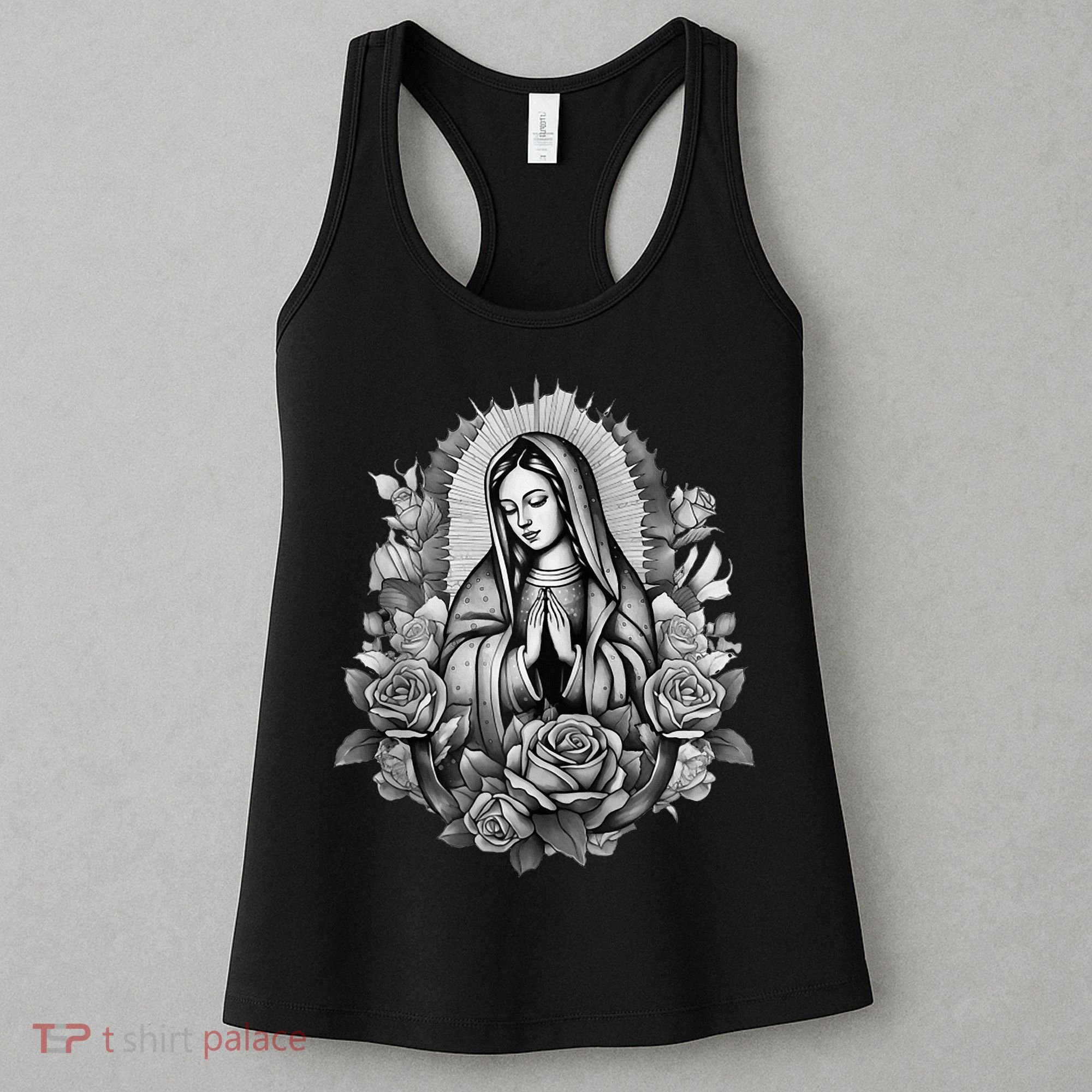 Our Lady Virgen De Guadalupe Virgin Mary Floral Zip Hoodie Women's Tank Top