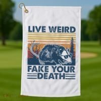 Opossum Live Weird Fake Your Death Golf Towel thumb 1