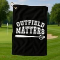 Outfield Matters Baseball Funny Golf Towel thumb 1