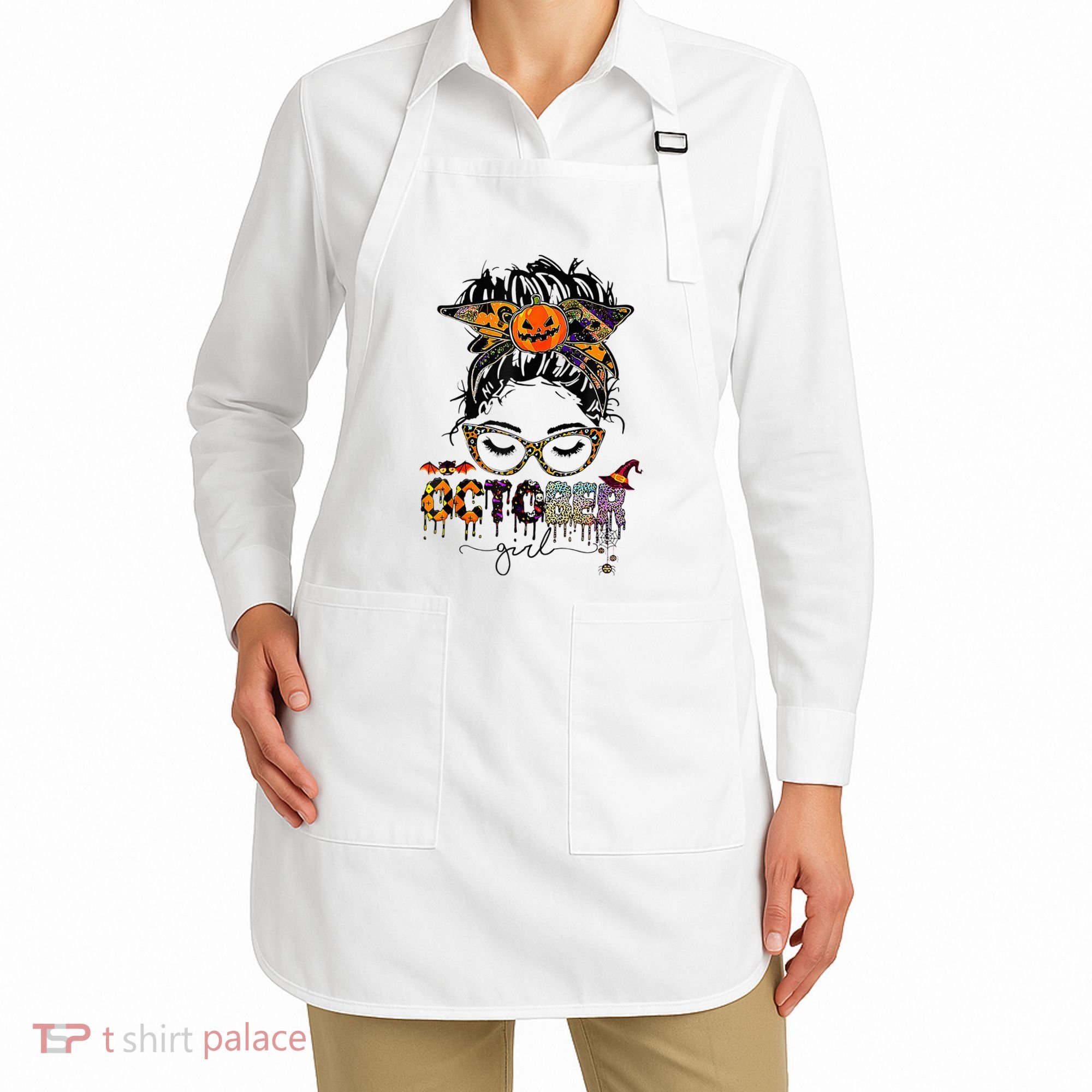 October Messy bun hair october birthday halloween  Apron