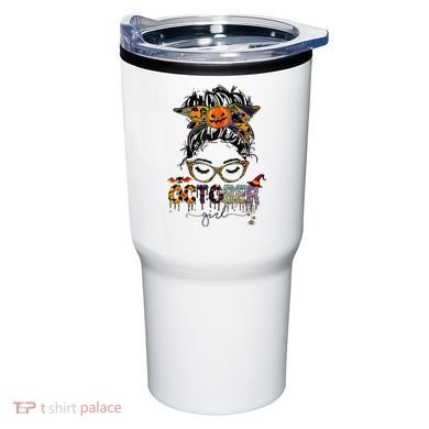 October Messy bun hair october birthday halloween  Tumbler