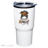 October Messy bun hair october birthday halloween  Tumbler thumb 0