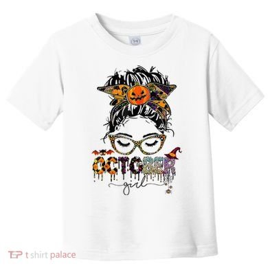 October Messy bun hair october birthday halloween  Toddler T-Shirt