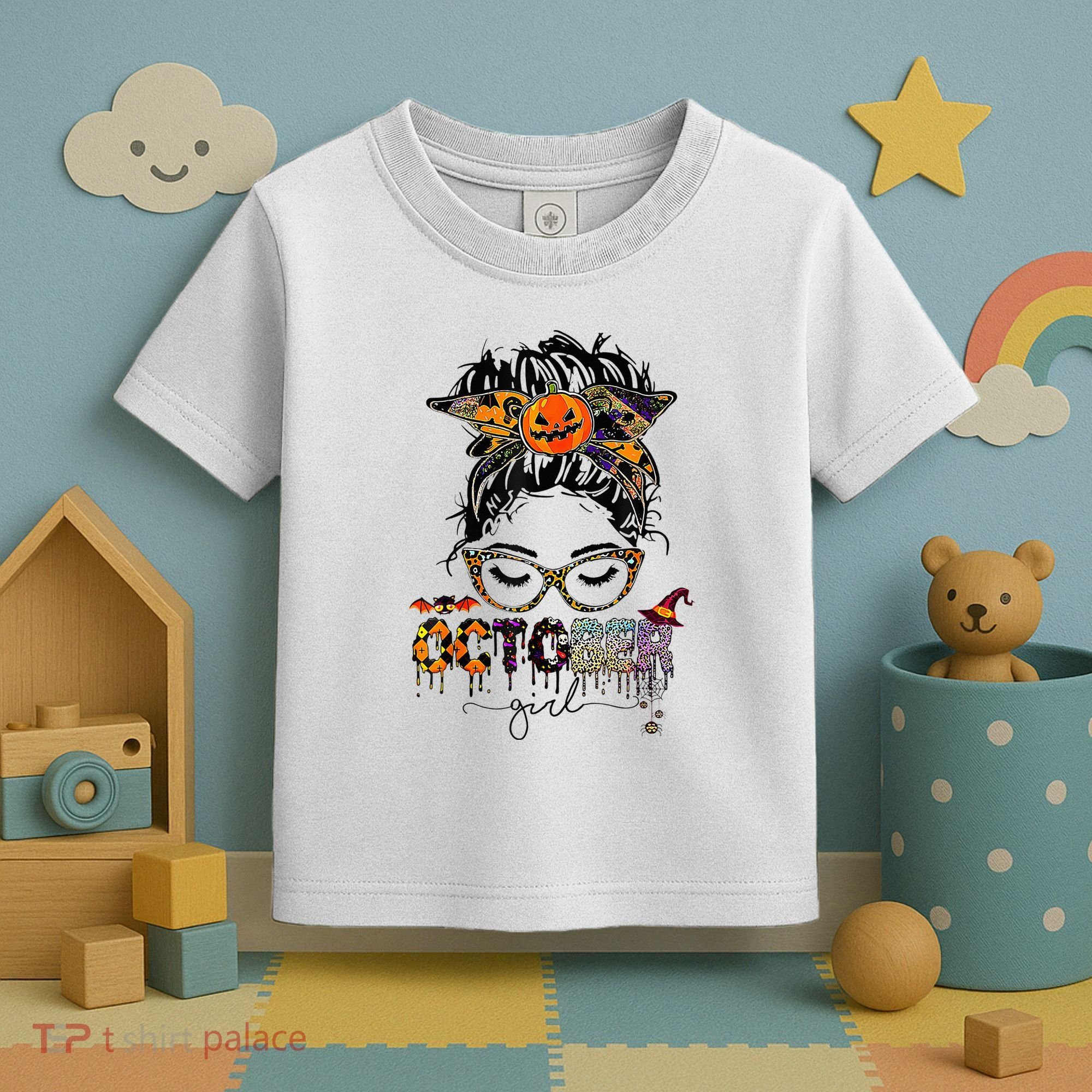 October Messy bun hair october birthday halloween  Toddler T-Shirt