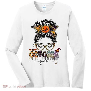 October Messy bun hair october birthday halloween  Women's Long Sleeve Shirt