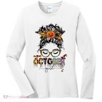 October Messy bun hair october birthday halloween  Women's Long Sleeve Shirt thumb 0