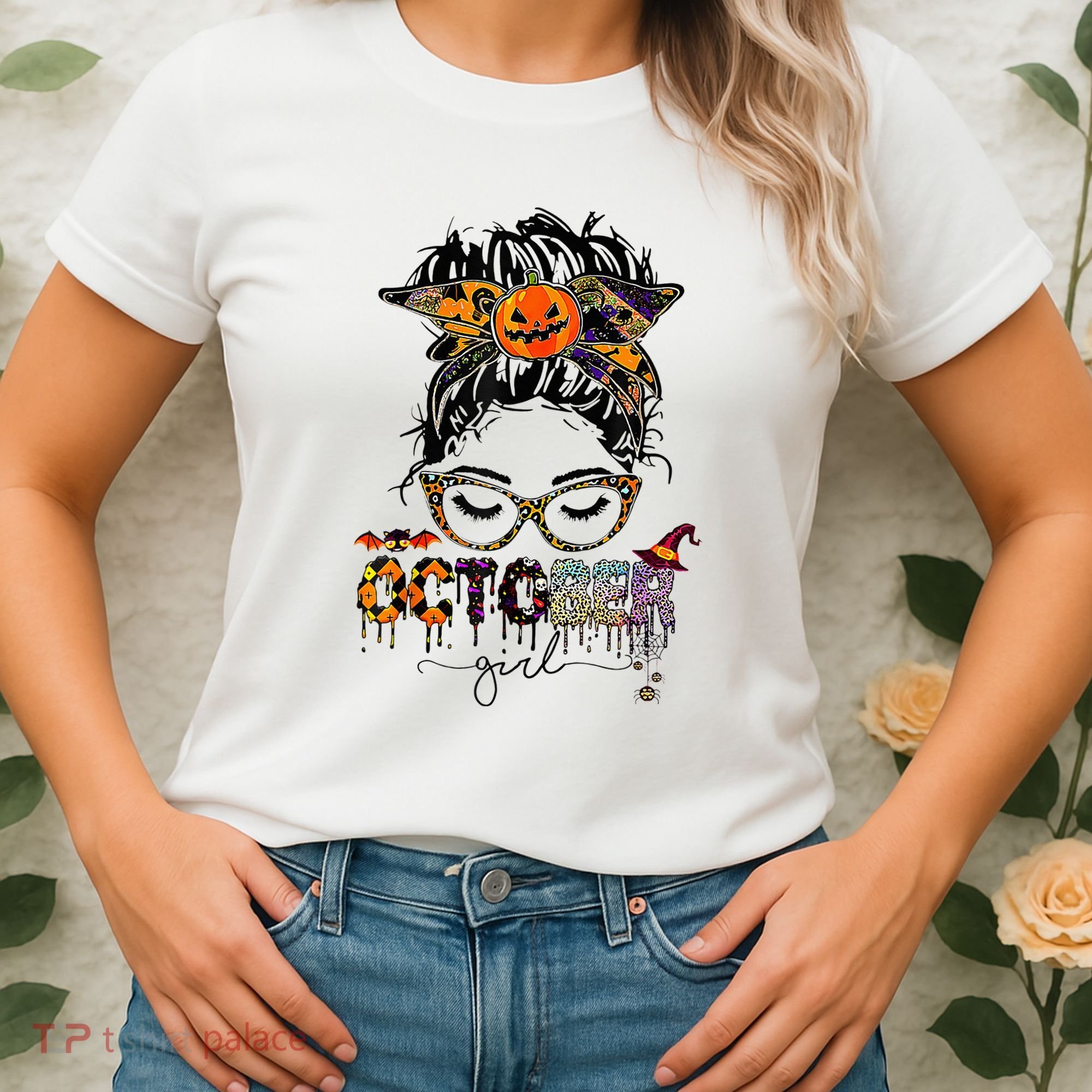 October Messy bun hair october birthday halloween  Women's T-Shirt