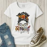 October Messy bun hair october birthday halloween  Women's T-Shirt thumb 3