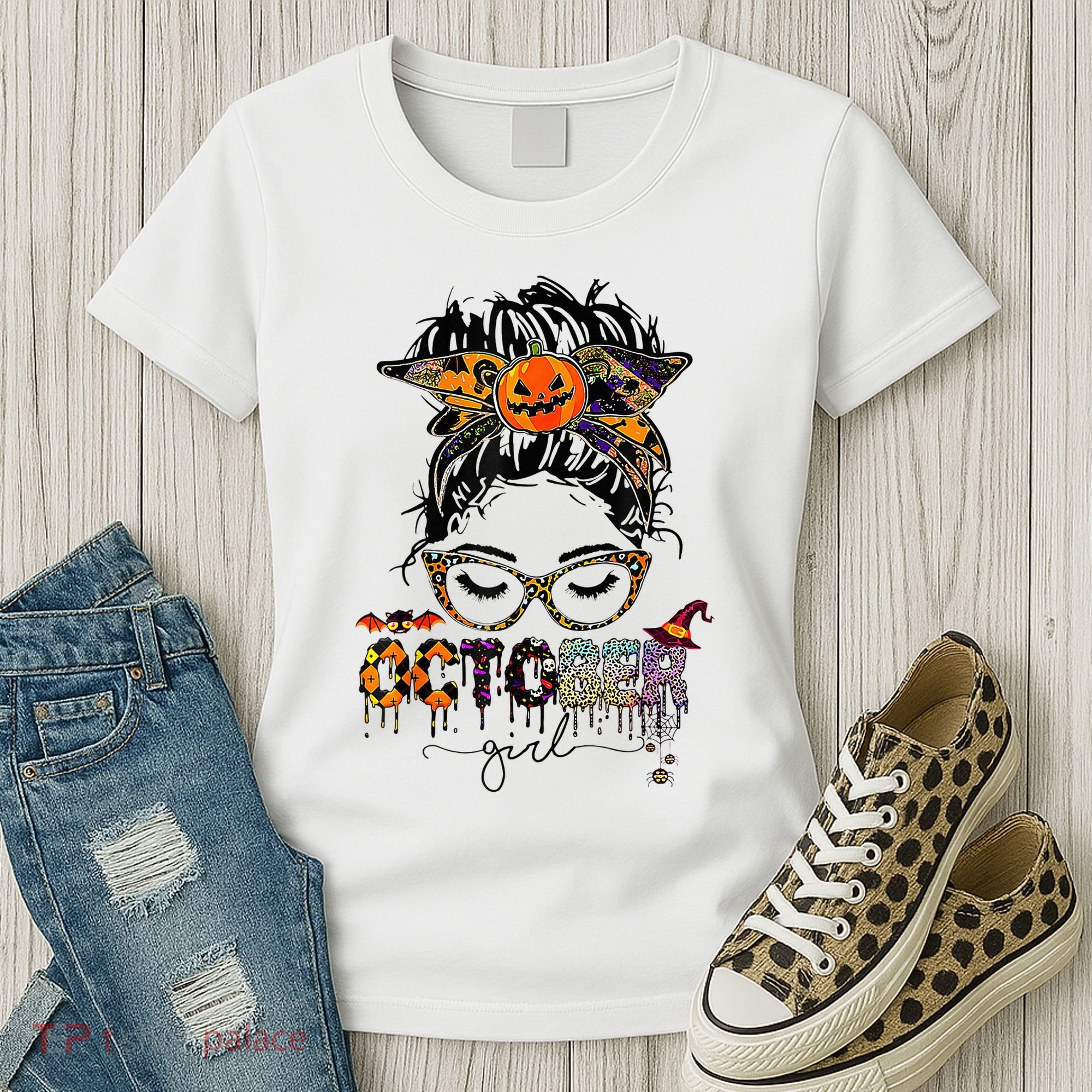 October Messy bun hair october birthday halloween  Women's T-Shirt