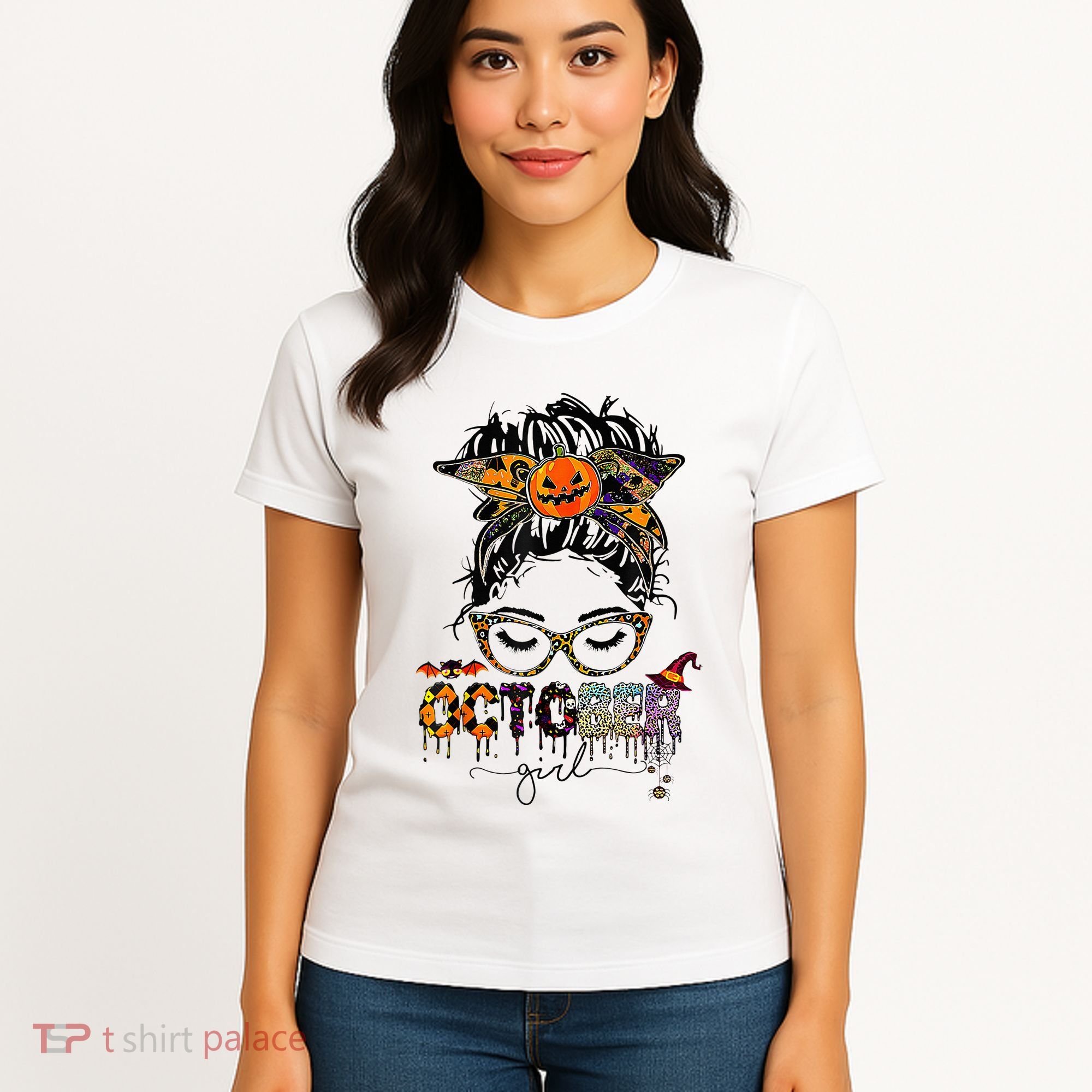October Messy bun hair october birthday halloween  Women's T-Shirt