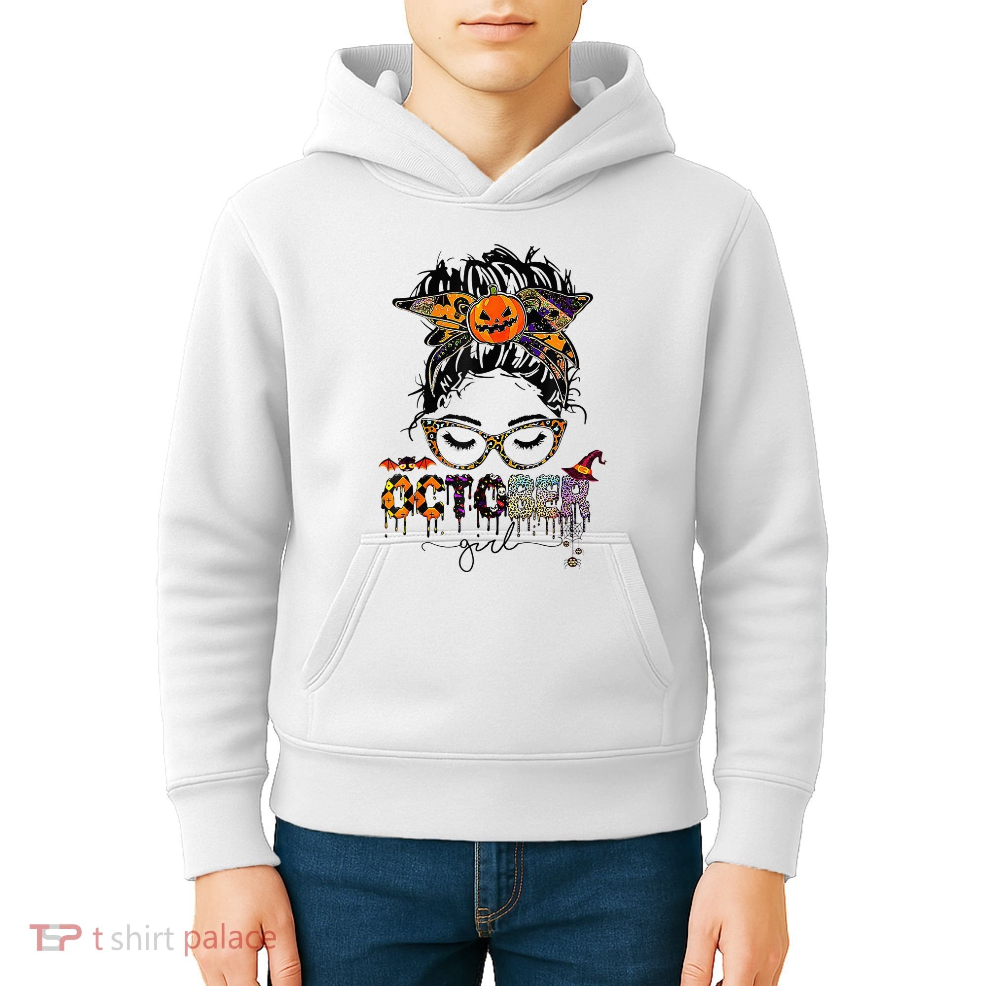 October Messy bun hair october birthday halloween  Kids Hoodie