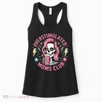 Overstimulated Moms Club Mother's Day Skull Messy Mom Life Women's Tank Top thumb 0