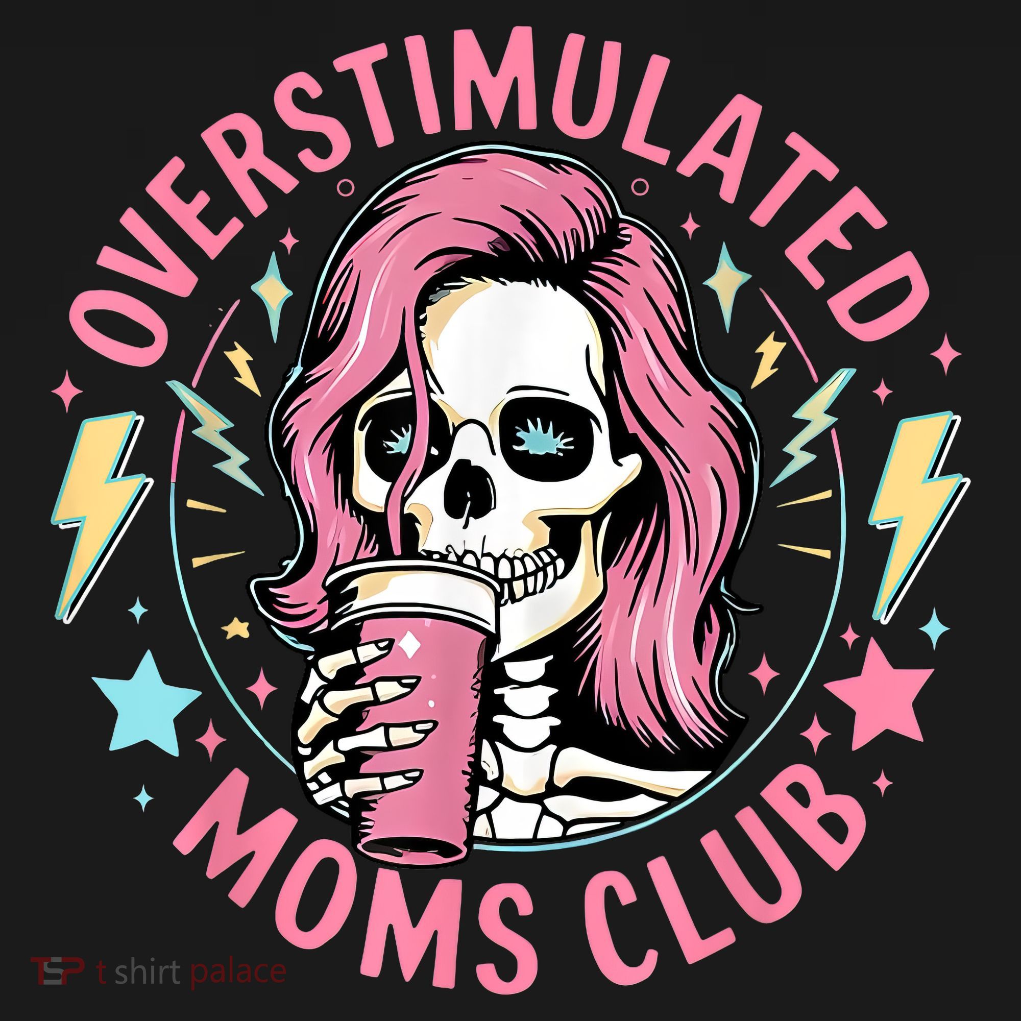 Overstimulated Moms Club Mother's Day Skull Messy Mom Life Women's Tank Top