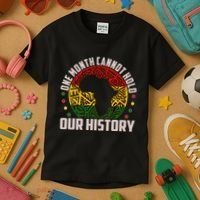One Month Cannot Hold Our History Black History Month Kids T-Shirt thumb 3