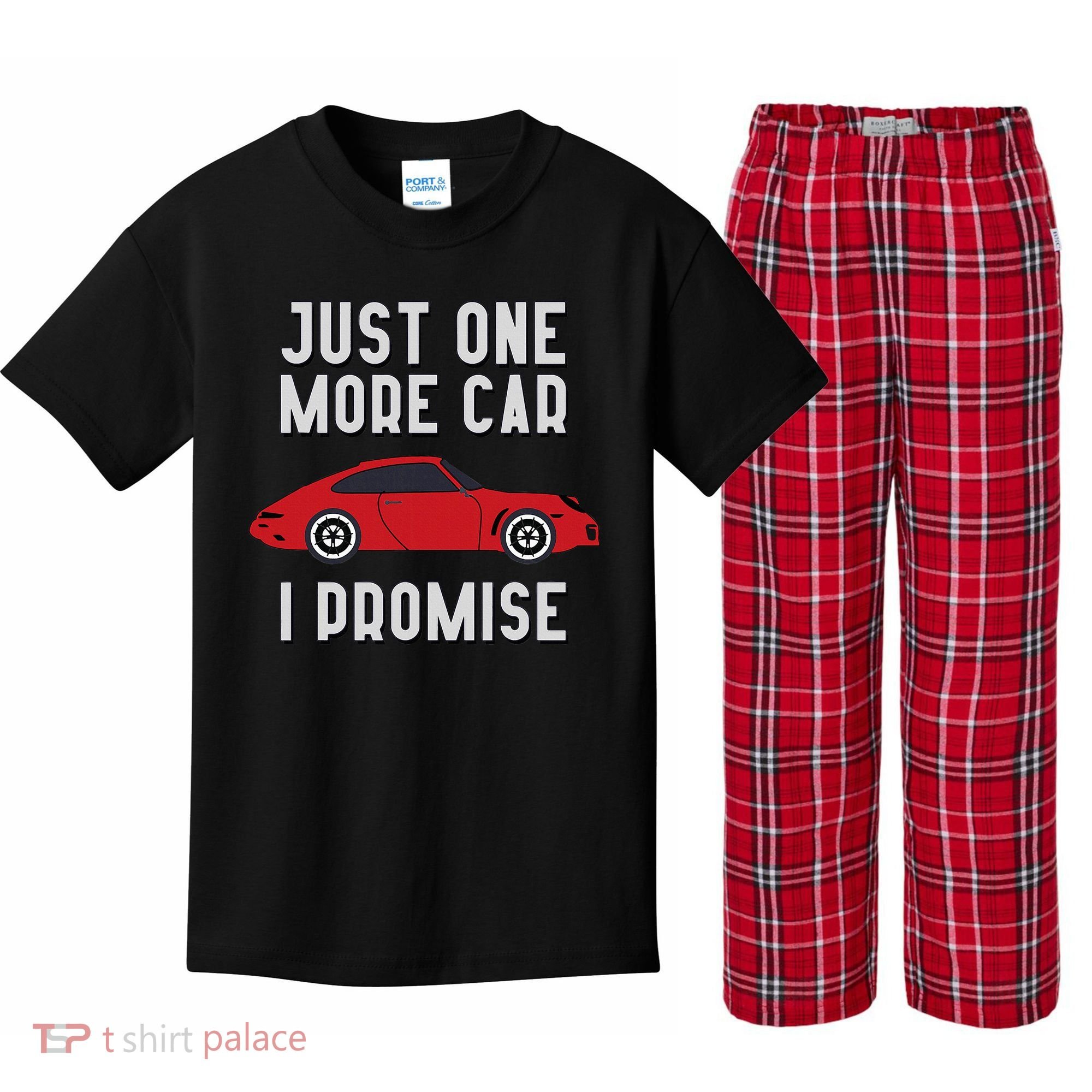 One More Car Part I Promise For Car Enthusiast Kids Plaid Pajama Set