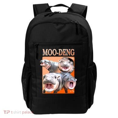 Orange Moo Deng Meme Hippo Backpack