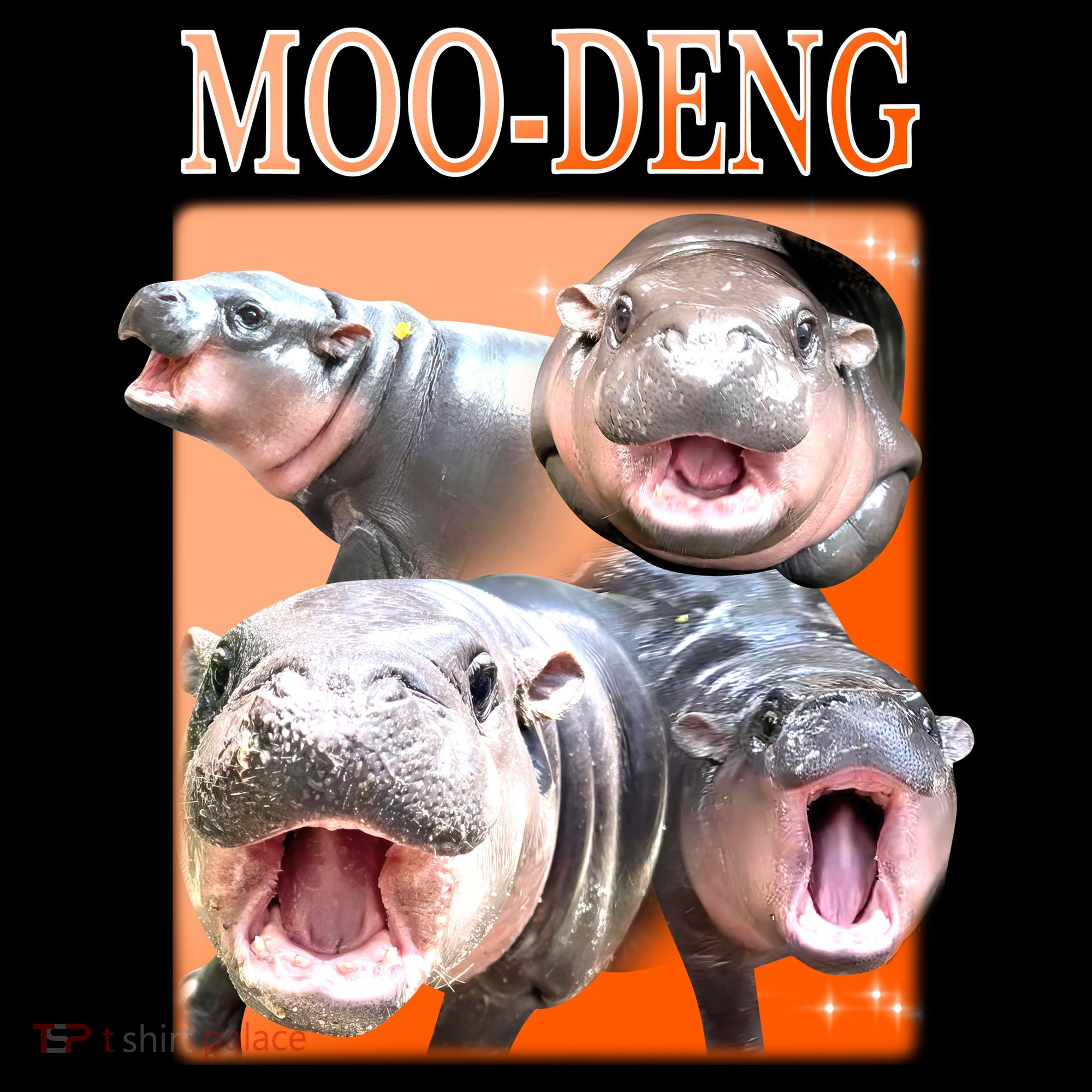 Orange Moo Deng Meme Hippo Bucket Hat