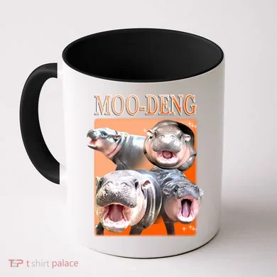 Orange Moo Deng Meme Hippo Coffee Mug
