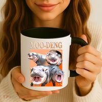 Orange Moo Deng Meme Hippo Coffee Mug thumb 3