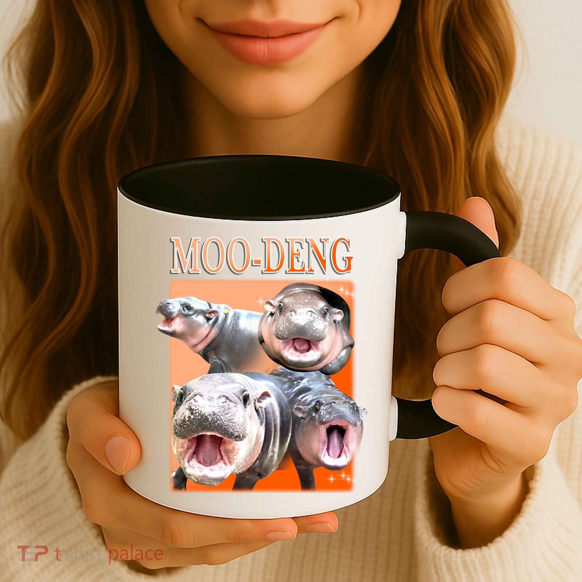 Orange Moo Deng Meme Hippo Coffee Mug