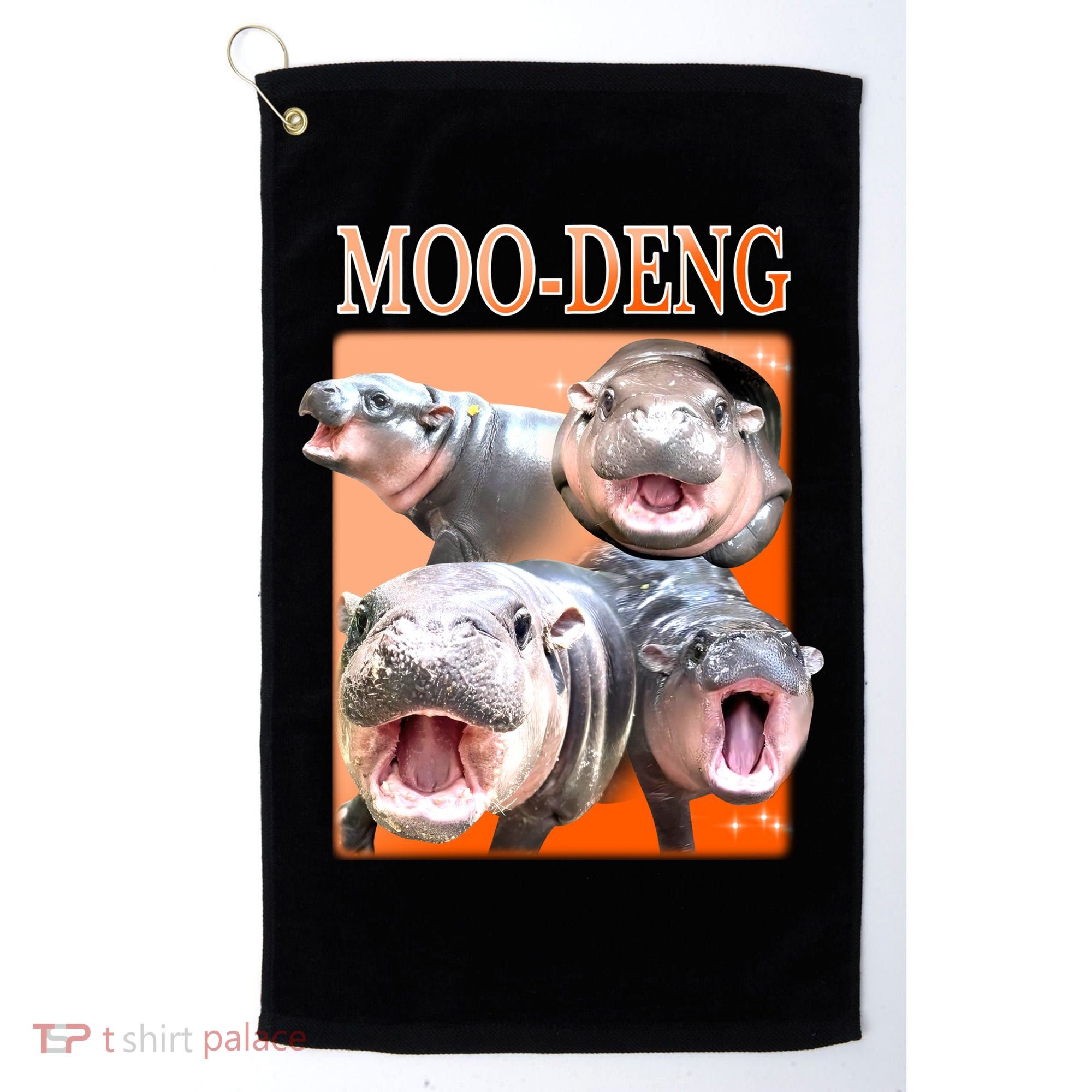 Orange Moo Deng Meme Hippo Golf Towel