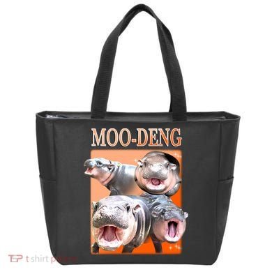 Orange Moo Deng Meme Hippo Tote Bag