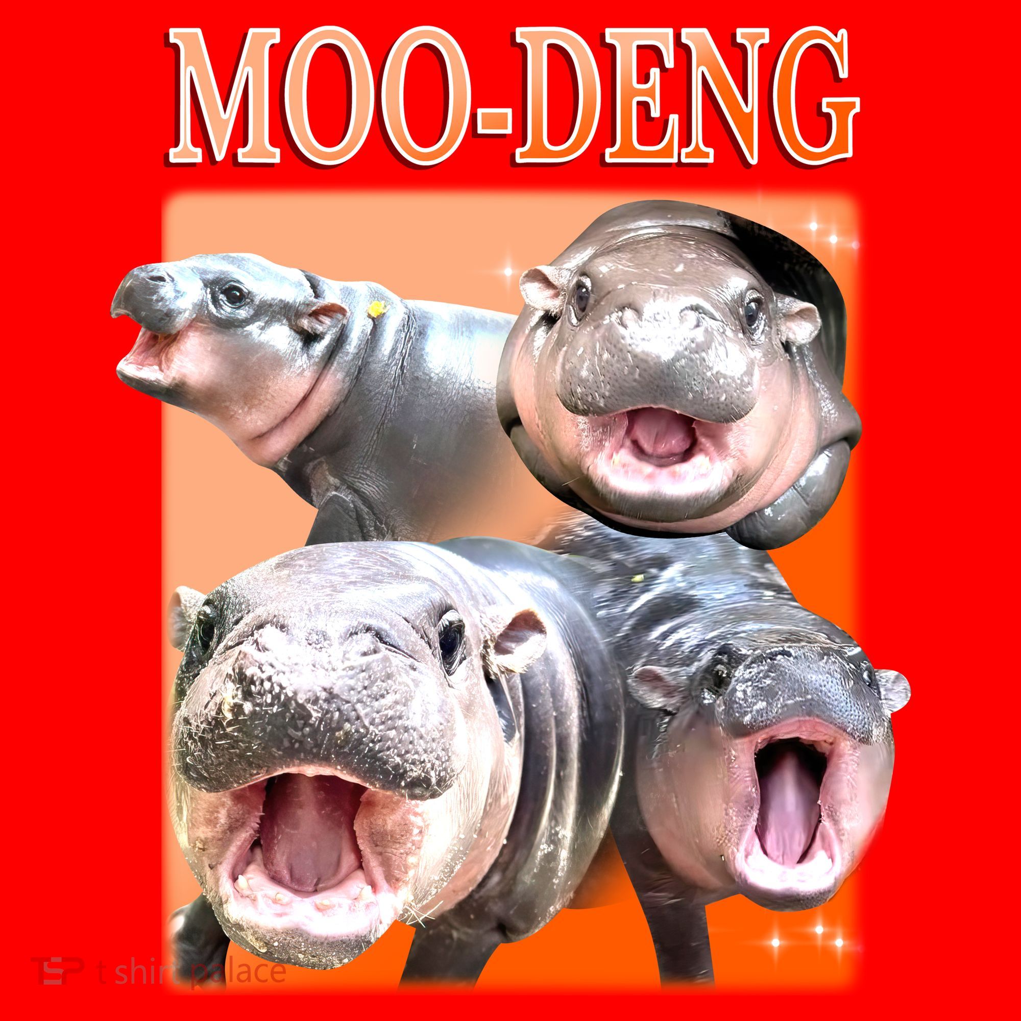 Orange Moo Deng Meme Hippo Santa Hat