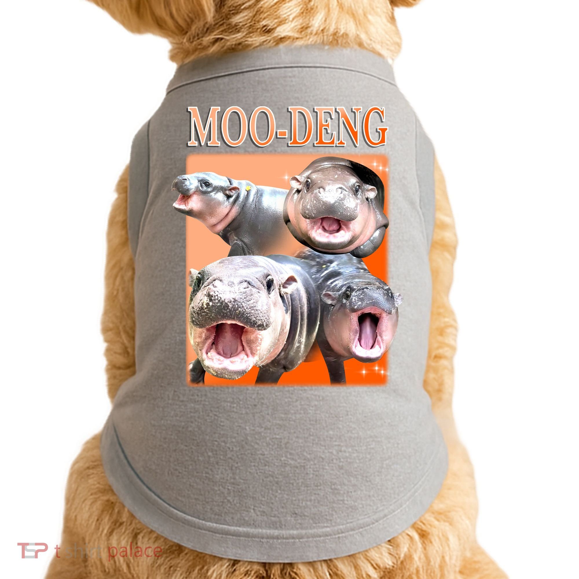 Orange Moo Deng Meme Hippo Doggie Tank