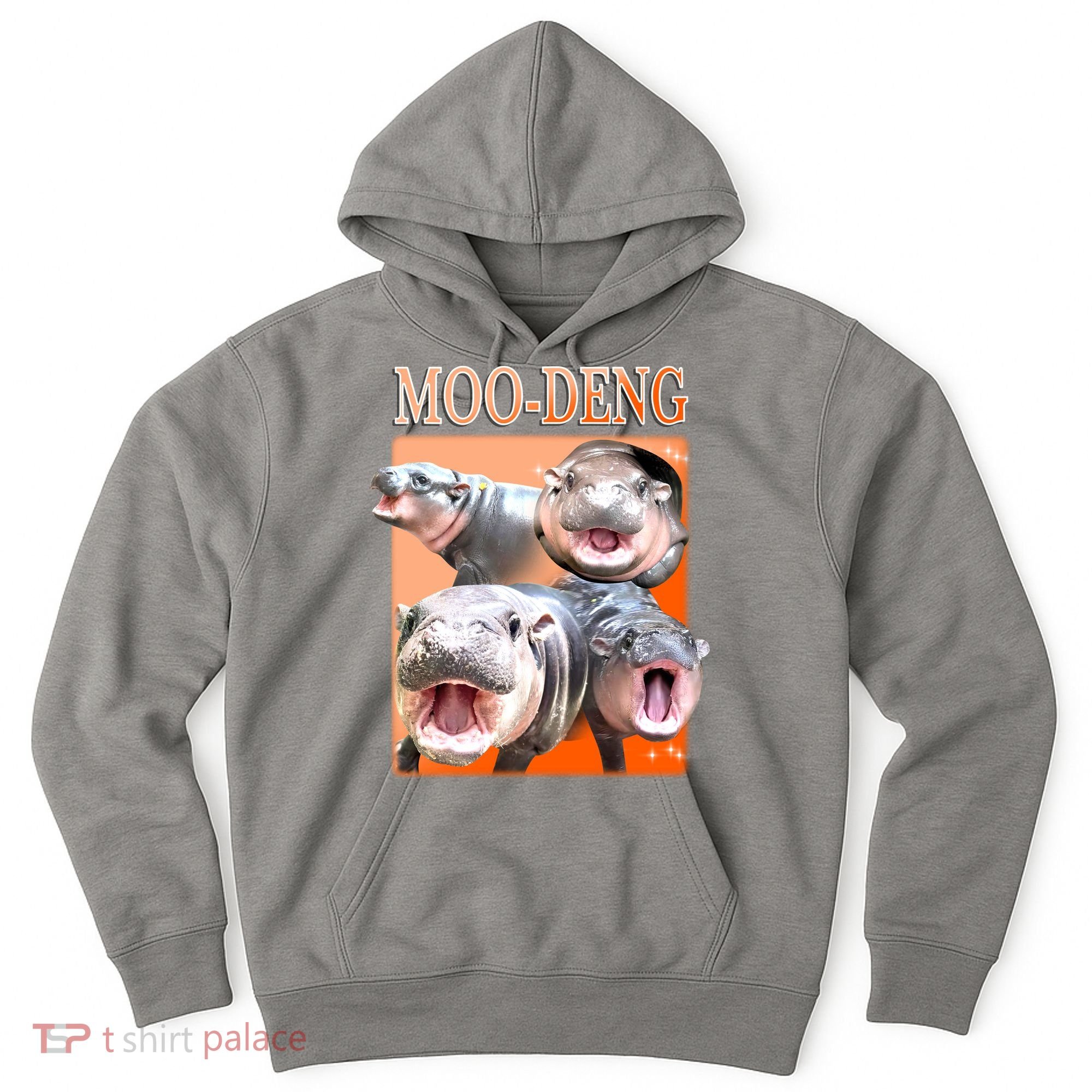Orange Moo Deng Meme Hippo Hoodie