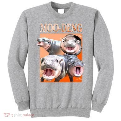 Orange Moo Deng Meme Hippo Sweatshirt