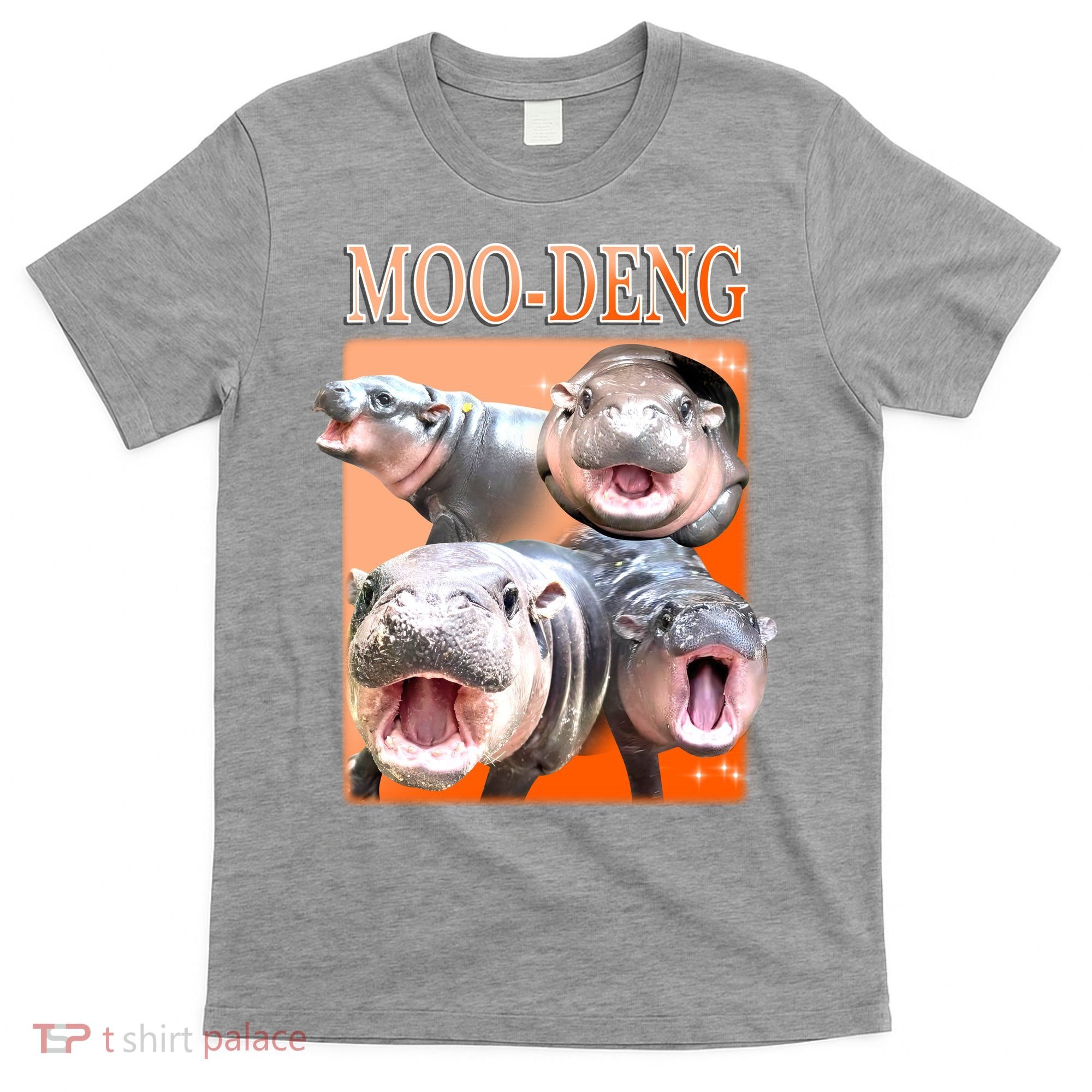 Orange Moo Deng Meme Hippo T-Shirt
