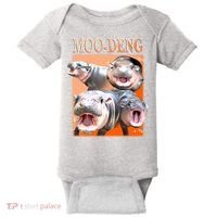 Orange Moo Deng Meme Hippo Baby Bodysuit thumb 0