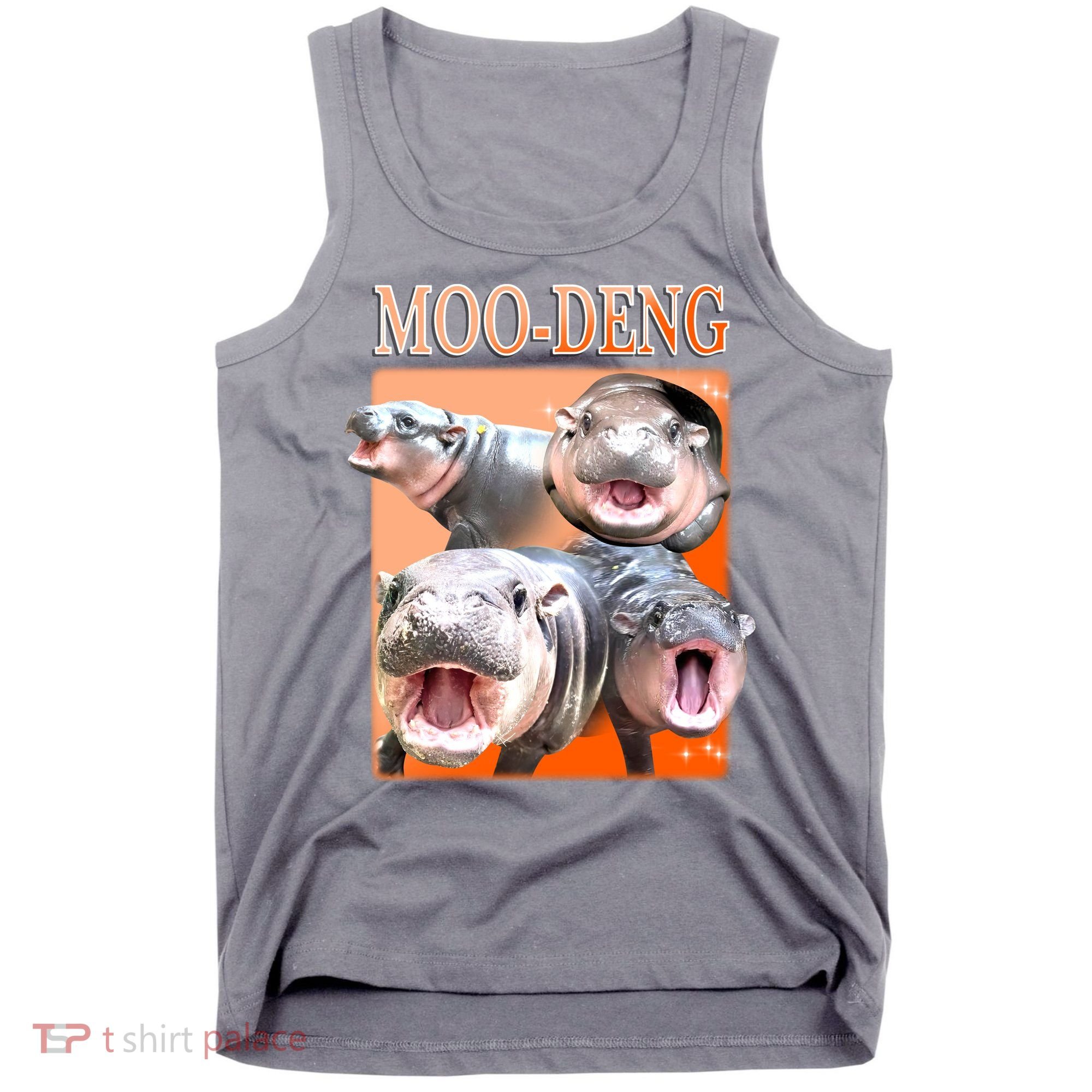Orange Moo Deng Meme Hippo Tank Top