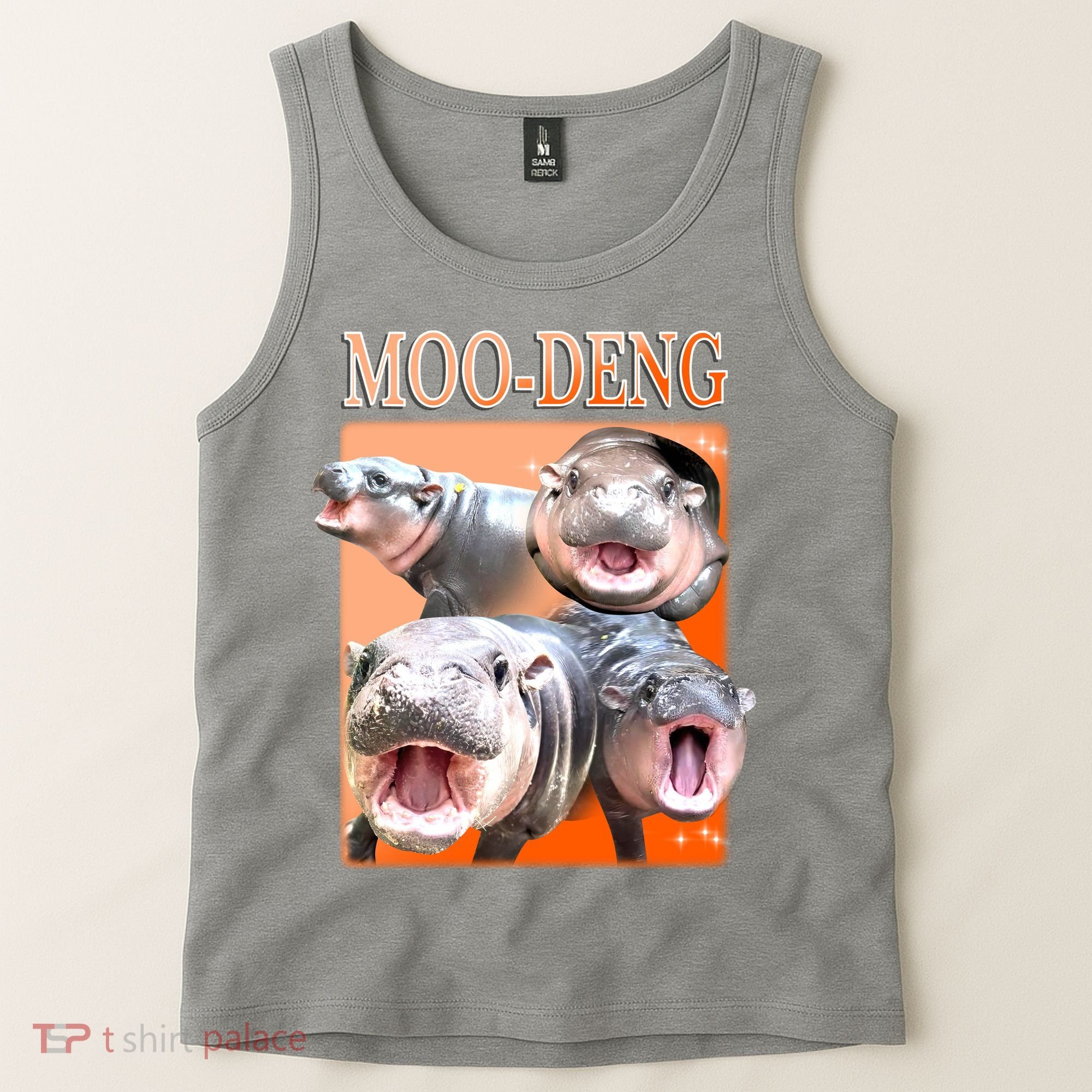 Orange Moo Deng Meme Hippo Tank Top