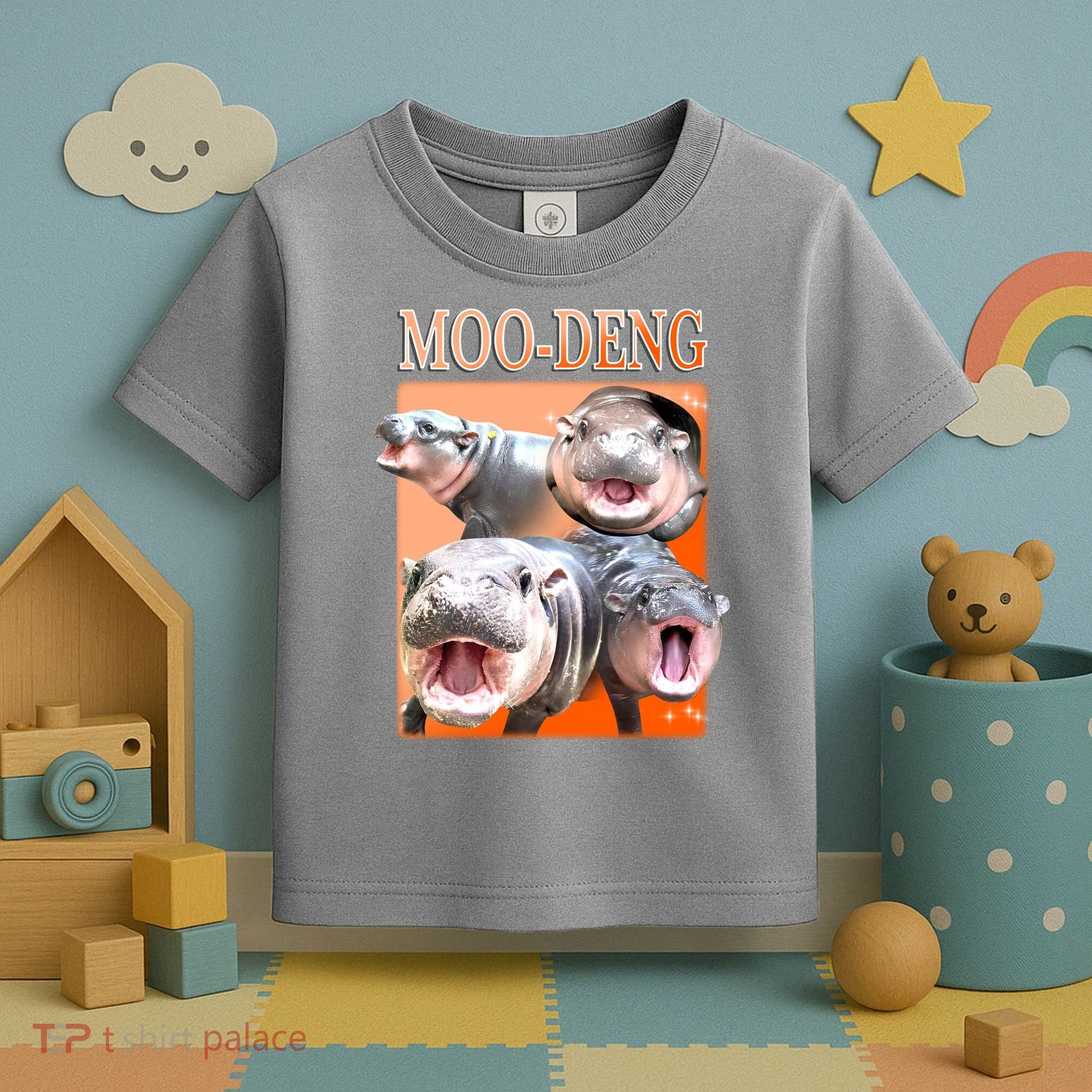 Orange Moo Deng Meme Hippo Toddler T-Shirt